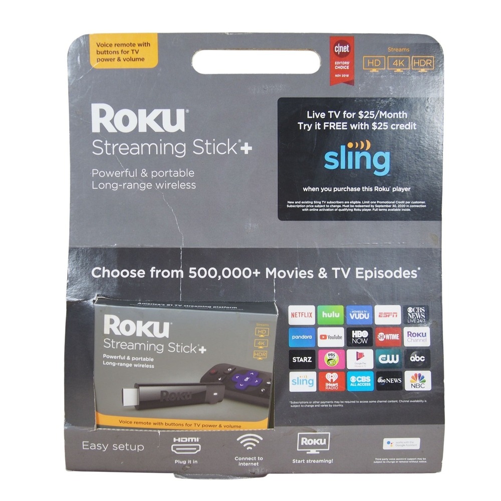 Roku Streaming Stick+ UPC‎ 829610002514 Portable Long Range Wireless 4K HDR